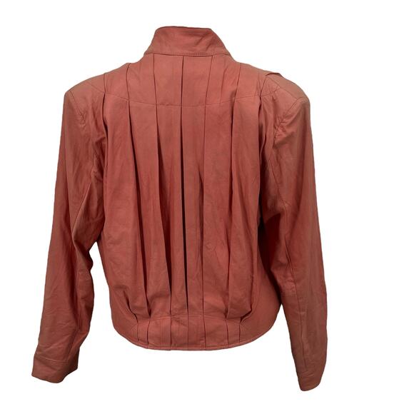 Remy Pleated Leather Jacket Womens SZ S Pink Retro Vintage Barbiecore 80s VTG - Picture 2 of 12